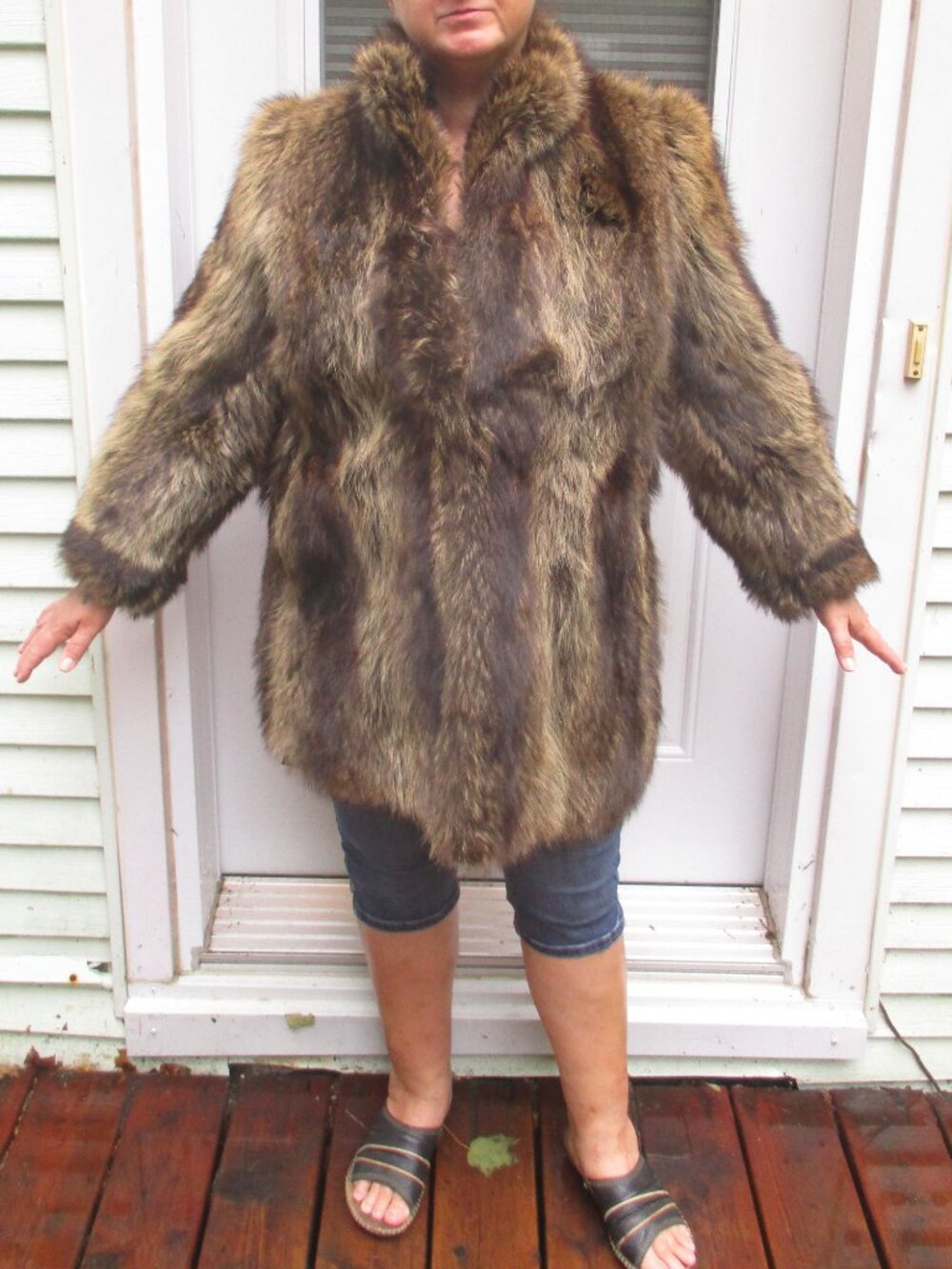 True Vintage 50-70s Raccoon Fur Coat Emilien Furgeon Montreal Women’s Size M